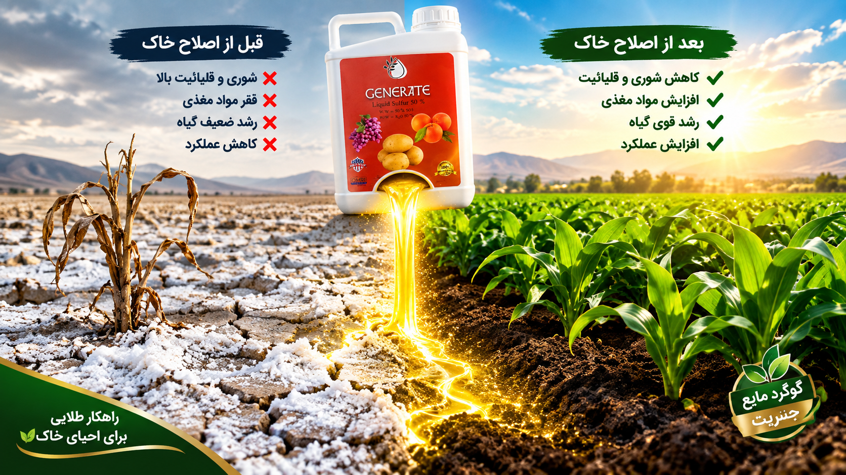 رفع شوری خاک با گوگرد مایع